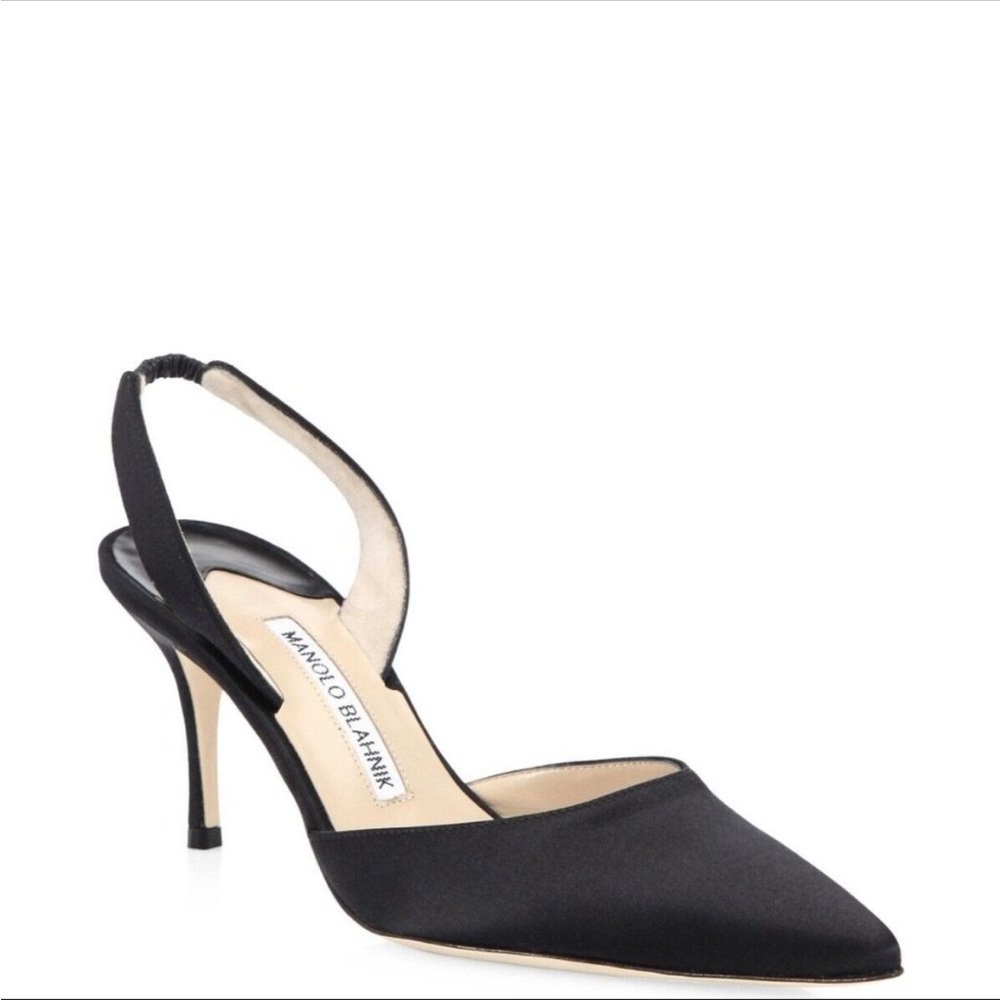 EUC MANOLO BLAHNIK Carolyne Suede Mid-Heel Slingback Pump